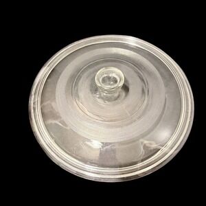 Vtg #22 Mexico Clear Glass Replacement Lid 9.5"/ 8" Inner Textured Top Knob